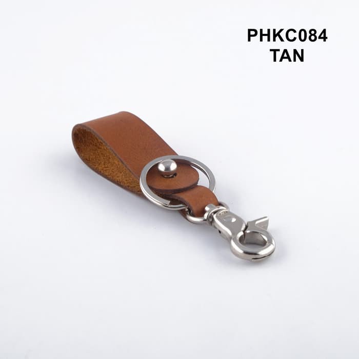 Gantungan kunci kulit sapi asli keychain tan hook silver - PHKC084