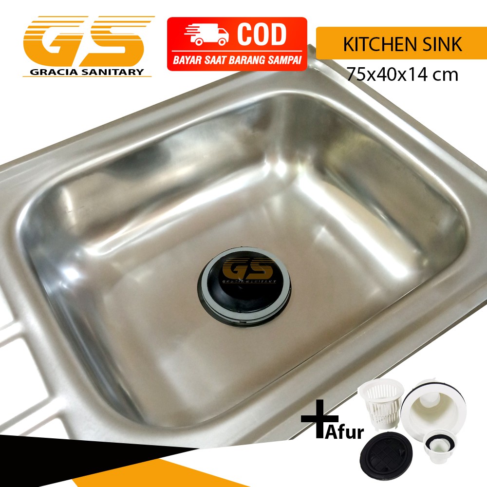 Bak Cuci Piring Stainless Kitchen Sink 75 x 40 x 14 Cm / Wastafel cuci pirng kitchen sink stainless steel