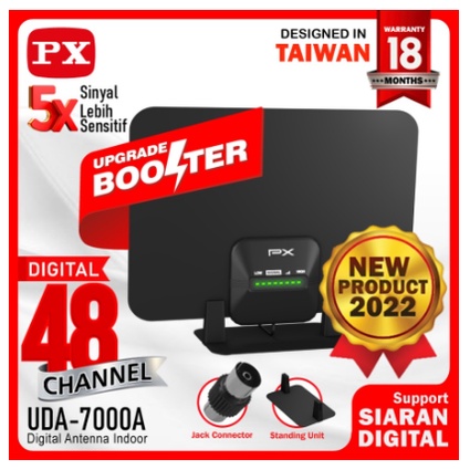 Antena TV Digital Indoor Dinding DVB-T2 + Booster LED PX UDA-7000A
