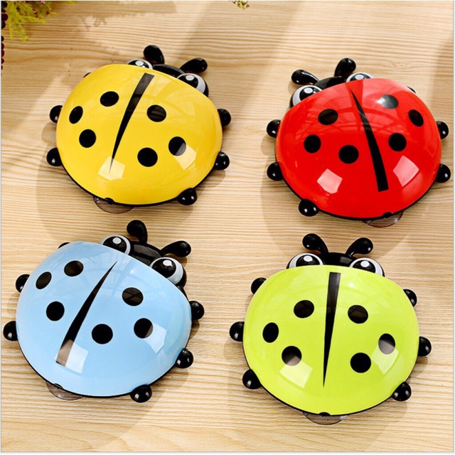 LBO032 LadyBug Toothbrush / Tempat Odol dan Sikat Gigi Motif Kumbang