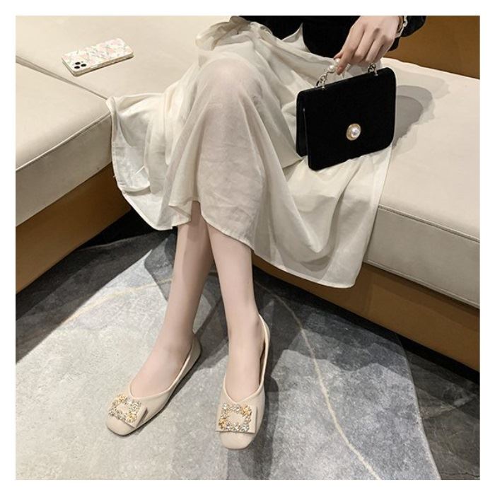 BJS210 - BLACK/WHITE - SEPATU SANDAL Slip On AKSESORIS Fashion Import Wanita Elegan SEPATU WANITA FORMAL SEPATU KERJA KANTOR FASHION IMPORT TERMURAH TERLARIS TERBARU BAGSTORE JAKARTA JSSF210