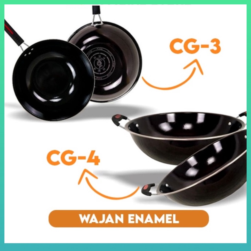 Wajan Enamel Anti Gores Wajan Penggorengan High Quality Gagang Kuping Worldhome66