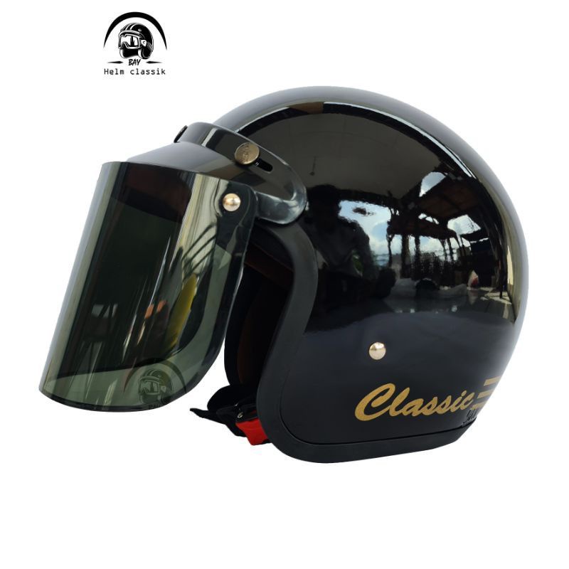 HELM BOGO CLASSIC SNI KACA HITAM DATAR