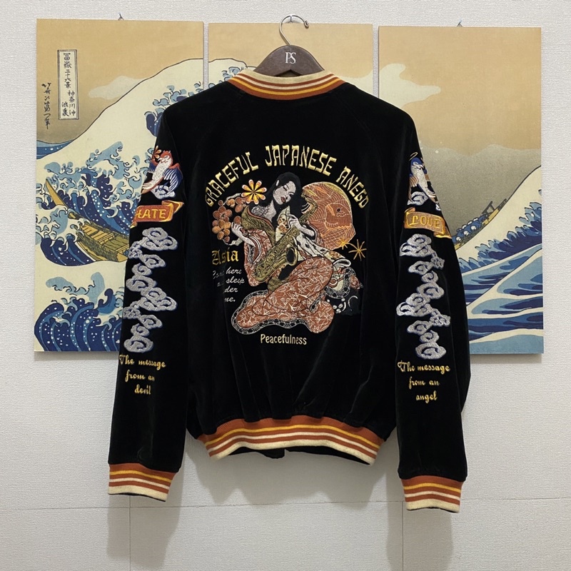 jaket sukajan anego peaked yellow velvet