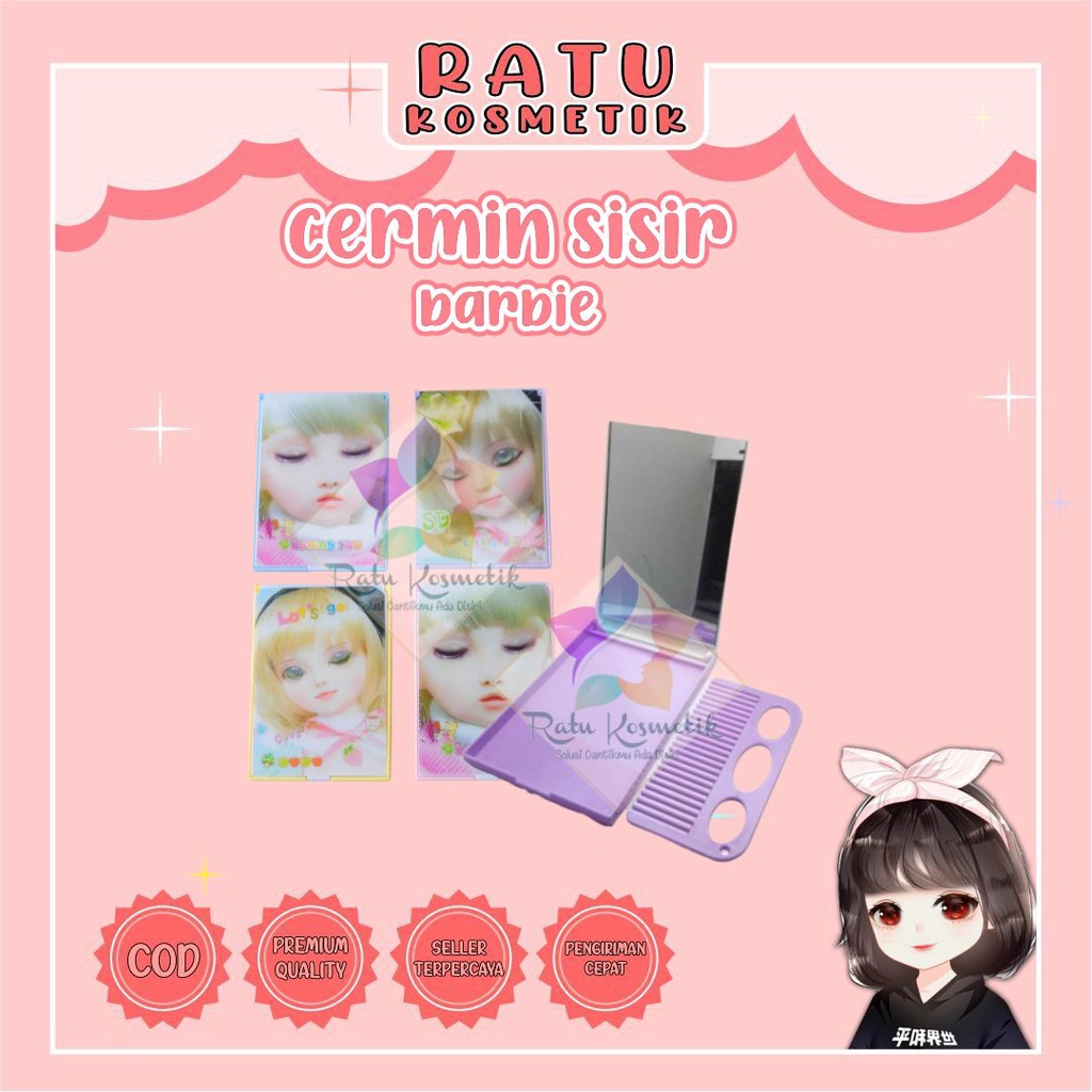 ❤ RATU ❤ Cermin Make Up Karakter Hp Barbie | Kaca Sisir Kotak Lipat Aishu Buku