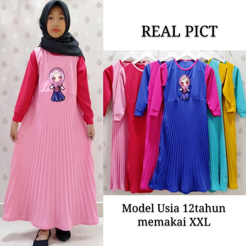  GAMIS  CUTE PLISKET  ANAK  usia 4 16tahun CARLINA Shopee 