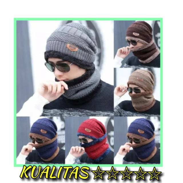 TOPI KUPLUK PLUS SYAL - KUPLUK RAJUT PRIA WANITA - TOPI KUPLUK RAJUT IMPORT - KUPLUK RAJUT