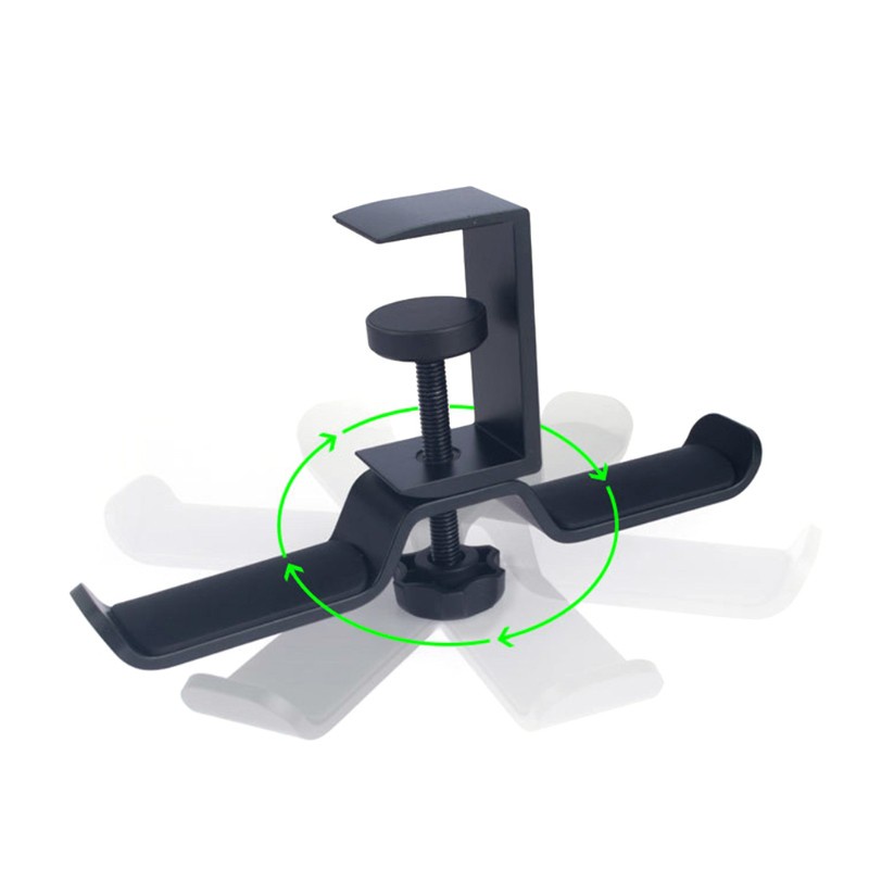 CRE  Headphone Holder Headset Bracket Hanger Metal Wall Clamp Hook Rotatable Double Earphone Stand Desktop Mount Aluminium Alloy