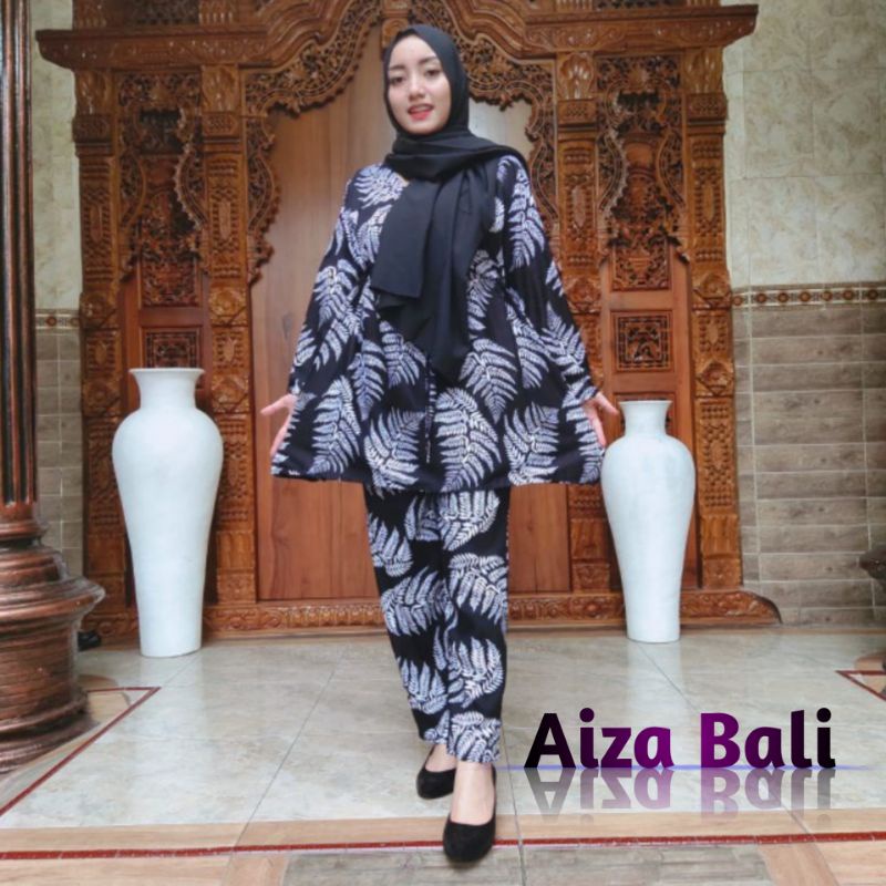 Baju Piyama Kemeja Busui Panjang Tie Dye Motif Daun Lengan Panjang Rayon Super Premium Krop Pakaian 
