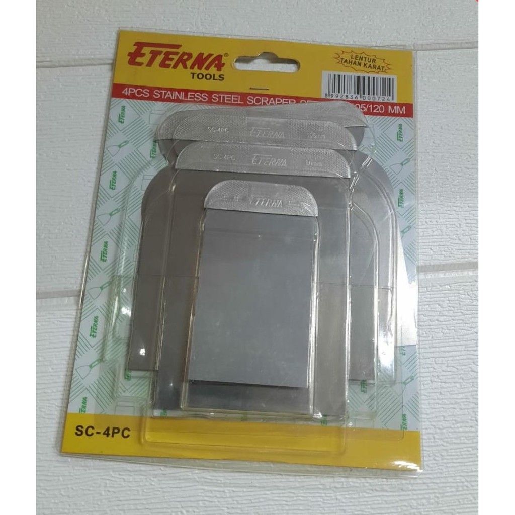 Kape Plat Dempul Scrapper Besi Eterna 1 set 4pcs