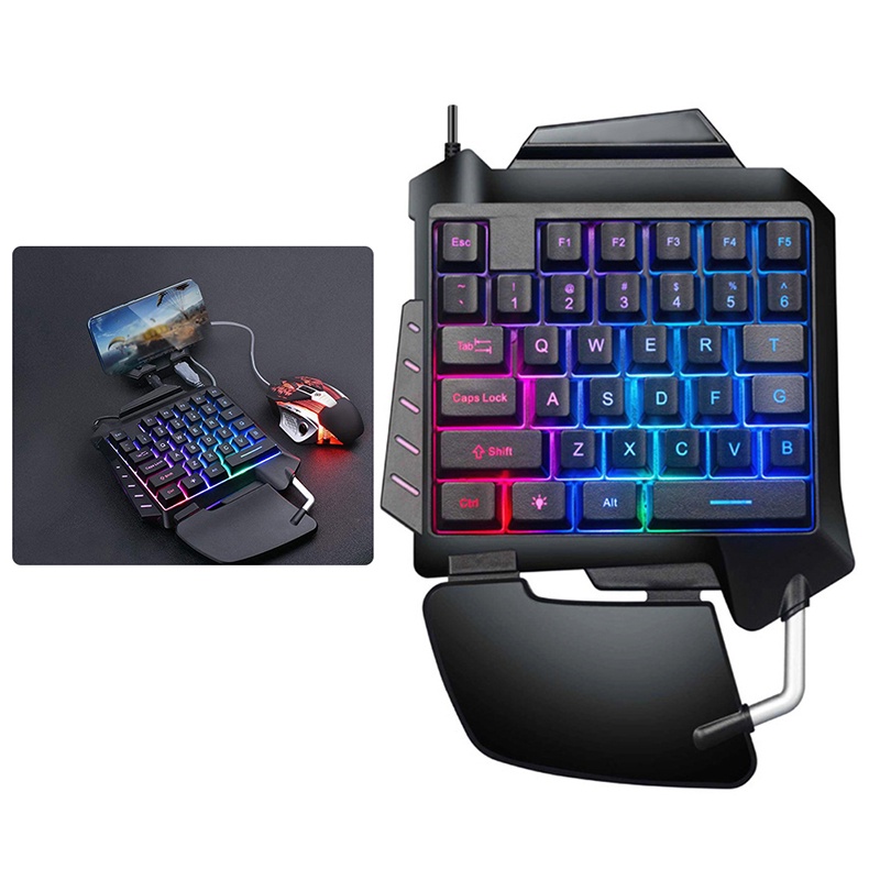 (LUCKID) Keyboard Gaming Mekanik Satu Tangan Dengan Lampu RGB