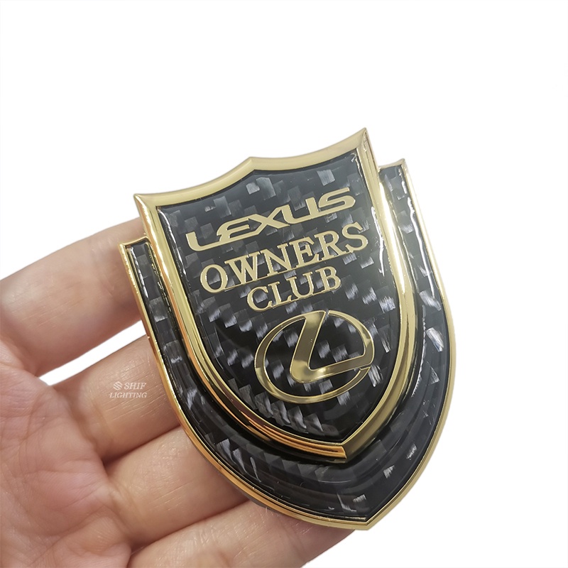 1pc Stiker Emblem Logo LEXUS Owners Club Bahan Metal Carbon Fiber Untuk Mobil LEXUS