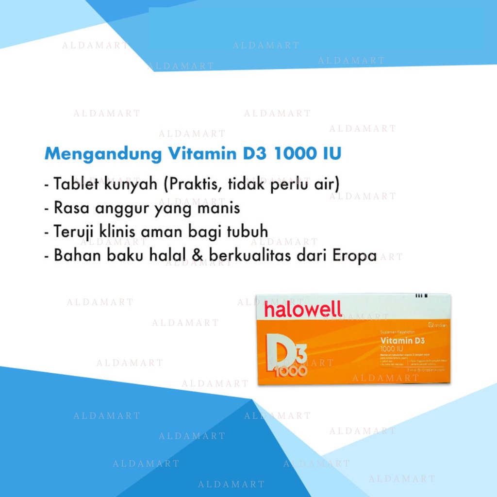 Halowell Vitamin D3 1000 IU Tablet Kunyah