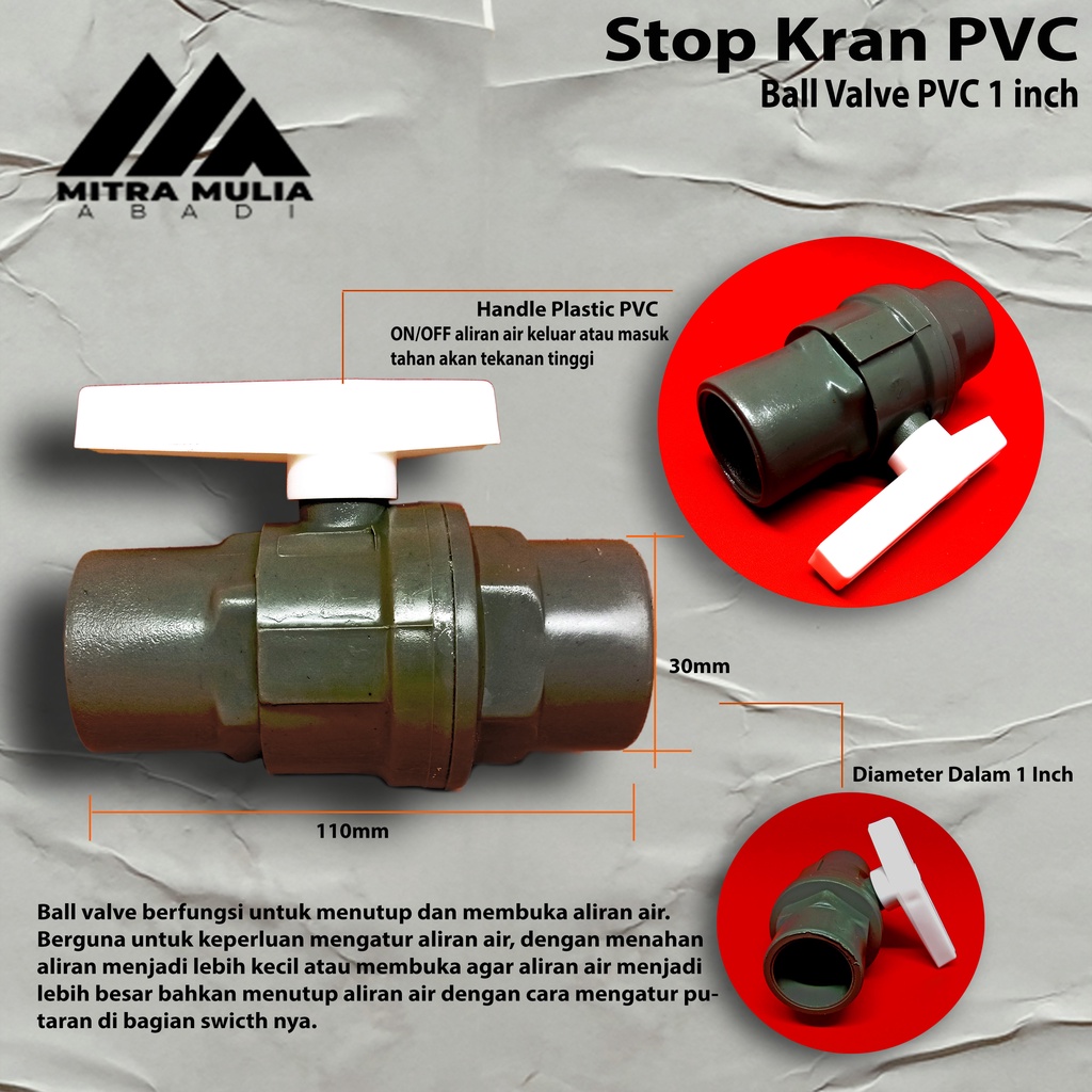 Stop Kran Pvc 1 Inch Ballvalve Keran Ball Valve