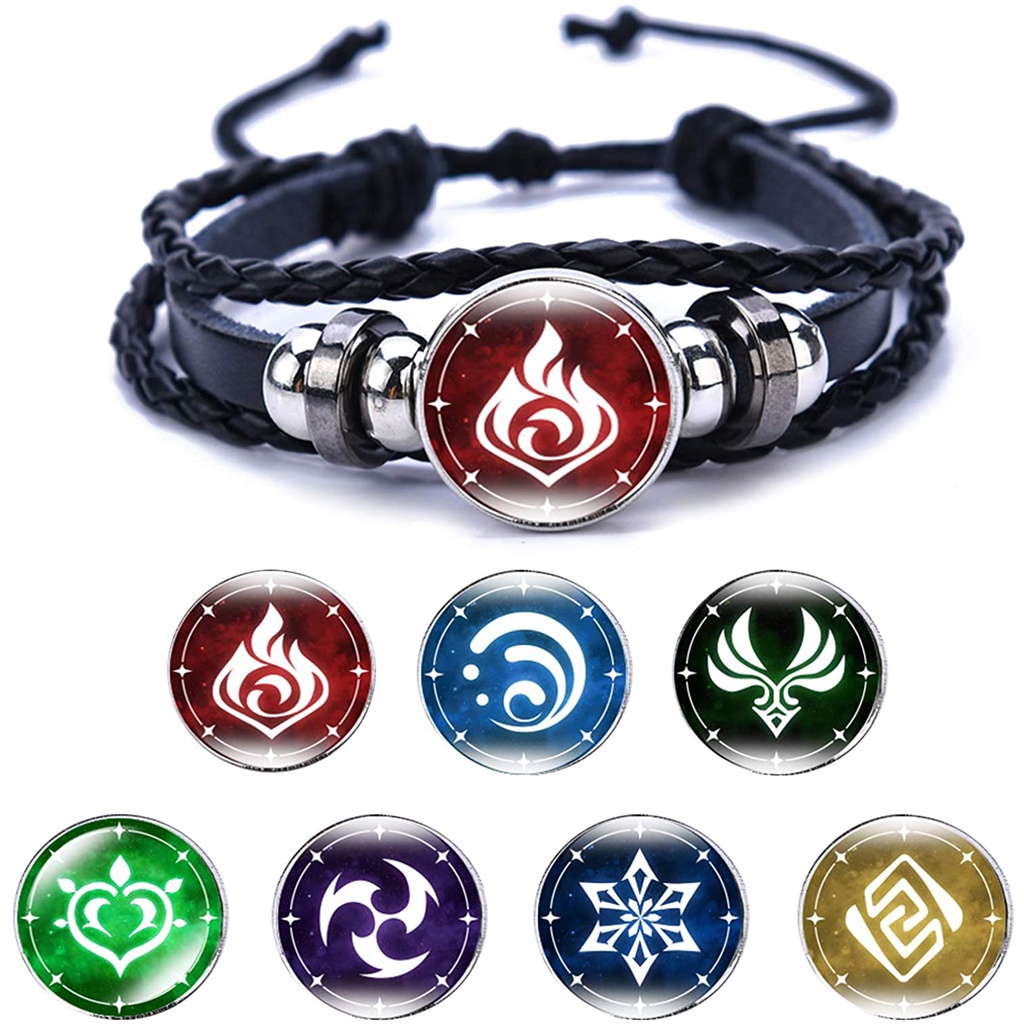 Gelang Tangan Desain Mata Dewa Thunder Fire Rock Ice Element Untuk Cosplay