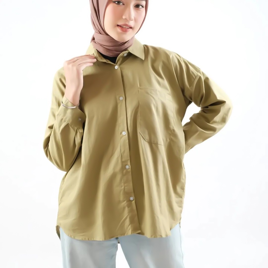 Kemeja Wanita Oversize Linen / Olivia Shirt / Kemeja Linen Wanita / Kemeja Oversize Wanita Kekinian Termurah / Kemeja Wanita Viral Terbaru / Kemeja Oversize OOTD HIJAB TERBARU