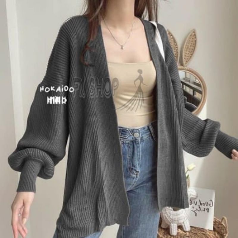 FX SHOP CARDIGAN HOKAIDO PREMIUM / CARDI HOKAIDO RAJUT OVERSIZE PREMIUM-DARKGREY