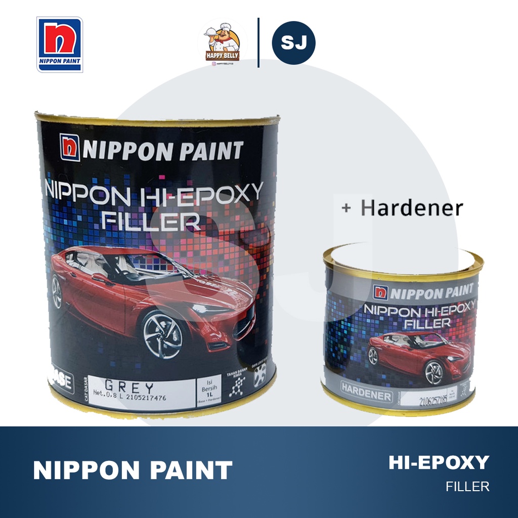 Jual Nippon Hiepoxy Filler mobil white/grey/black + hardener 1 liter