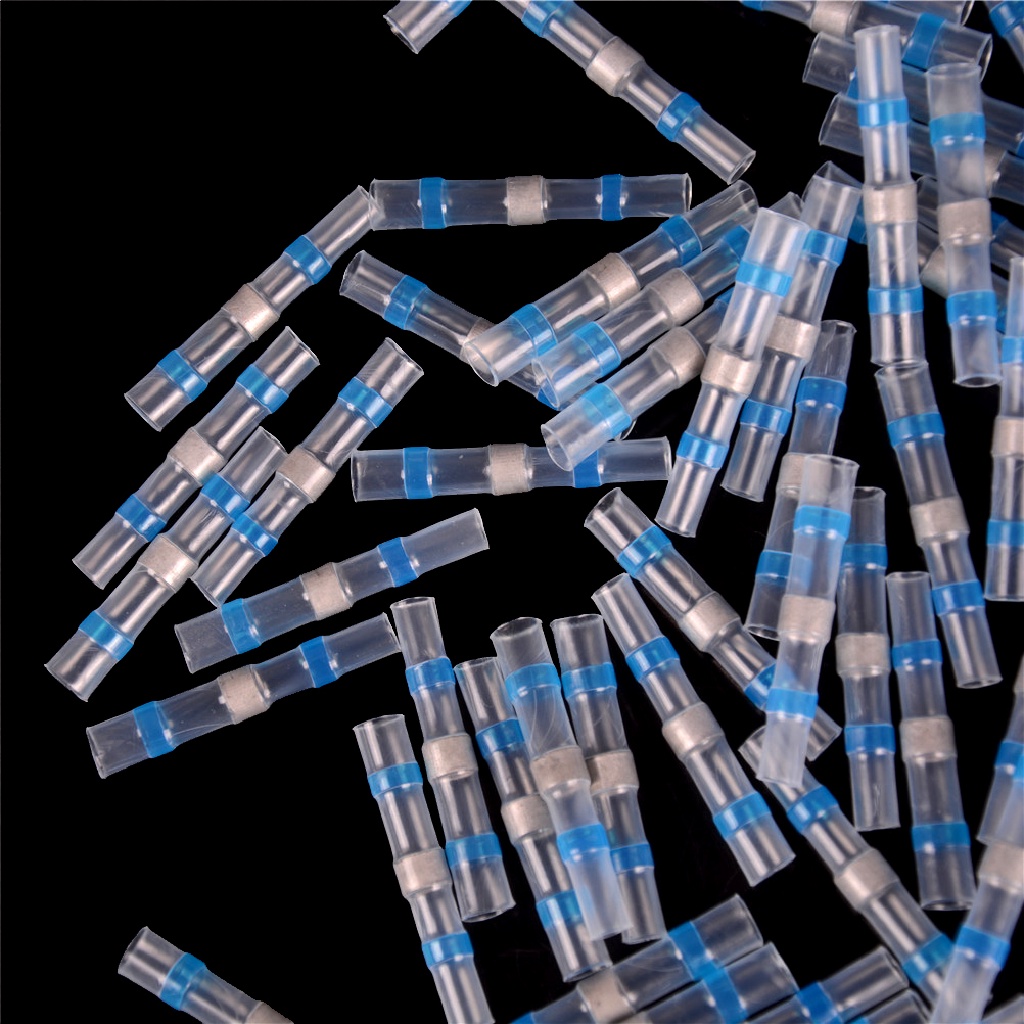 【TasteTasty】 10pcs 16-14AWG Waterproof Solder Sleeve Heat Shrink Butt Wire Splice Connector Blue .