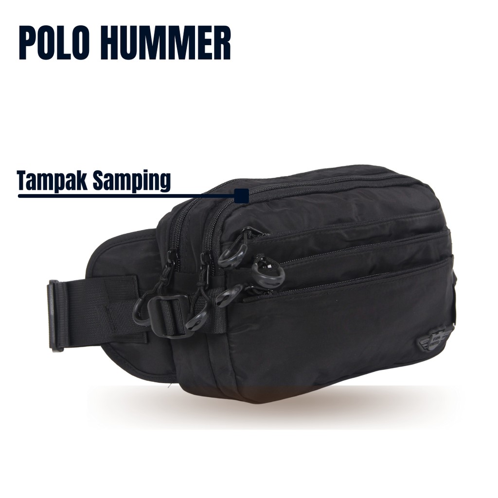 Waistbag Army Hitam Abu - Tas Pinggang Import | ORIGINAL POLO HUMMER