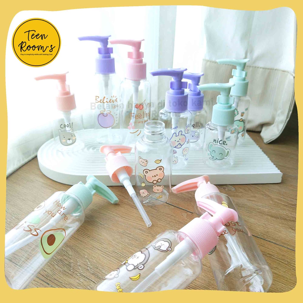 TEEN ROOM | Botol Pump Tuas Besar Kosongan Lucu Travel Friendly untuk isi Kebutuhan Toiletries