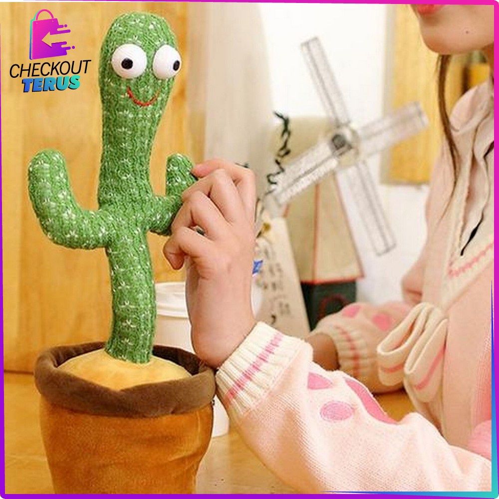 CT M179 Mainan Kaktus Bergoyang dan bisa Bicara Maenan Boneka Kaktus Goyang Dancing Cactus Kaktus Joget