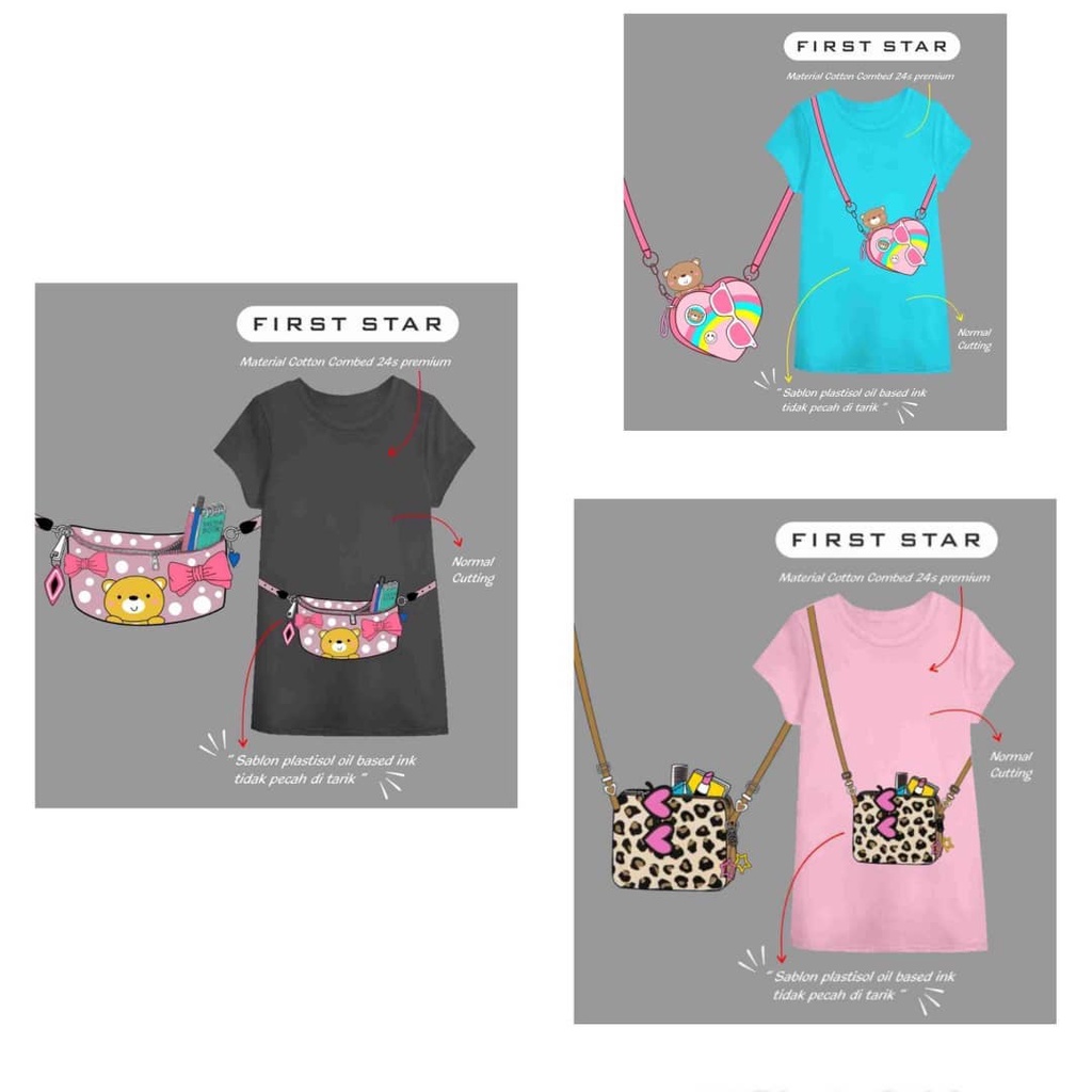 Dress Anak Cewek Branded Dress Anak Perempuan Motif Sling Bag Dress Anak Warna Sablon FS