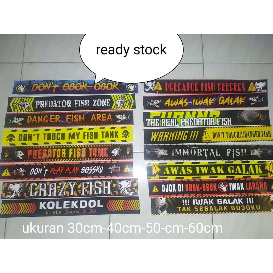 stiker predator fish aquarium 70cm-100cm