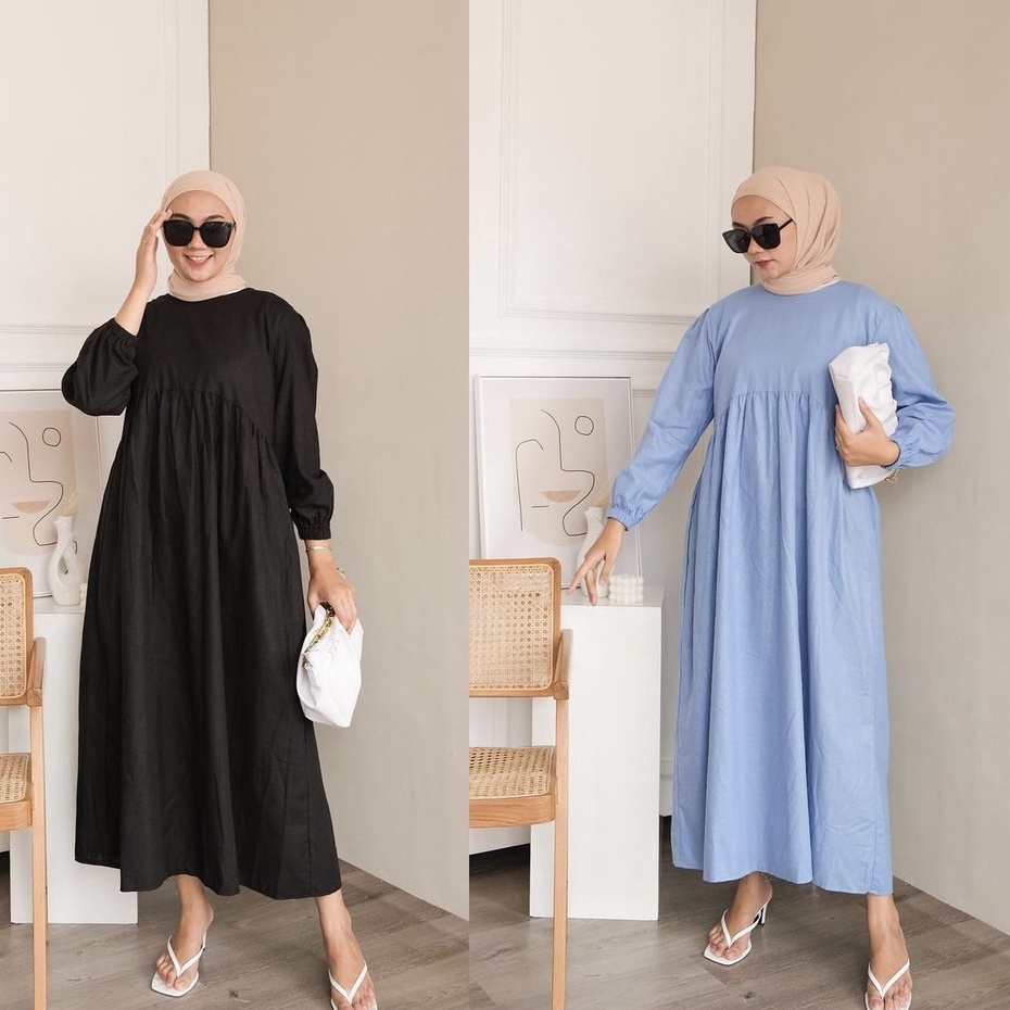 Sanso Midi Polos / Luciu Midi Dress Wanita Muslim Lengan Balon