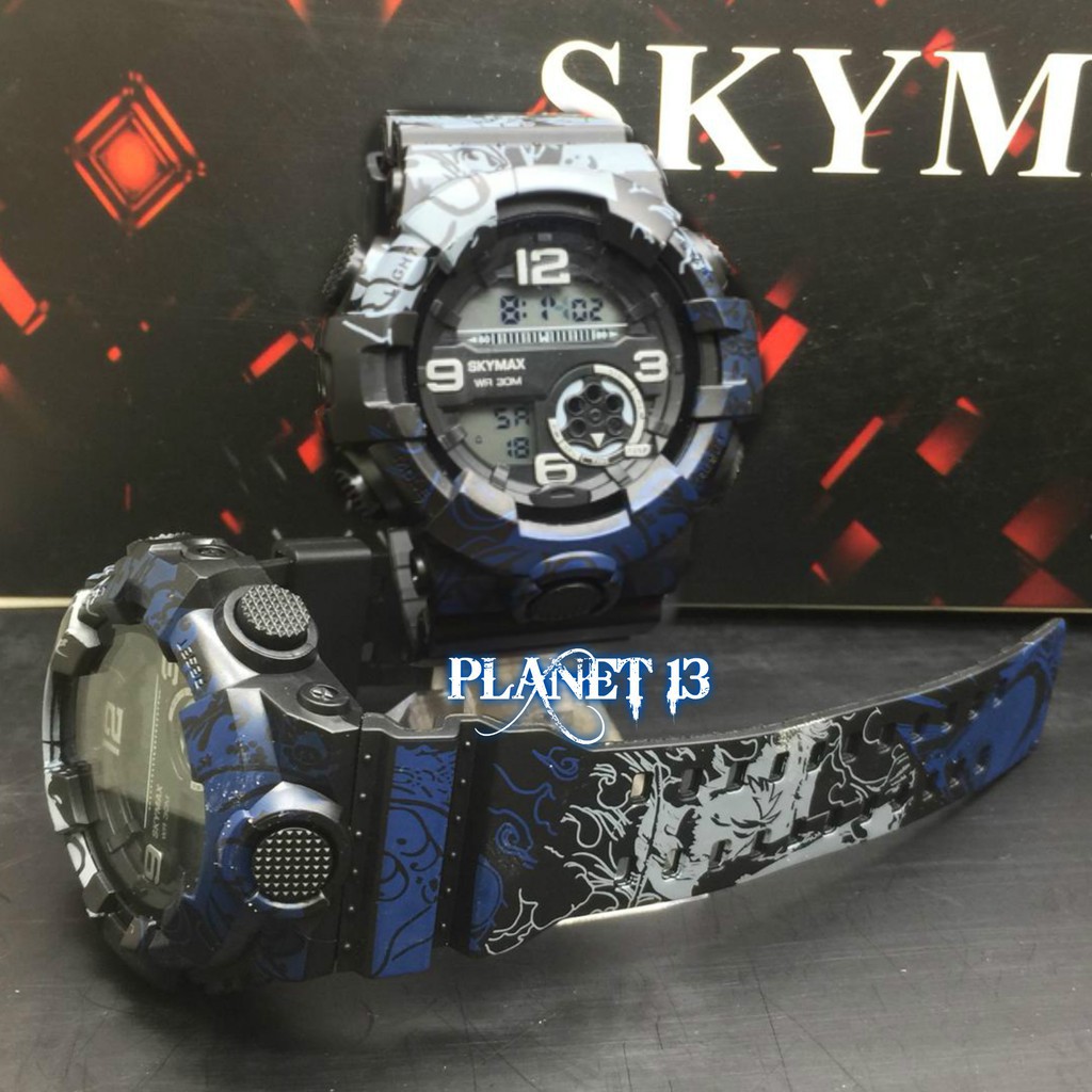 Terbaru!! Jam Tangan SKYMAX Sport Loreng Tahan Air / Water Resistant - Digita dan Plus Battery Cadan