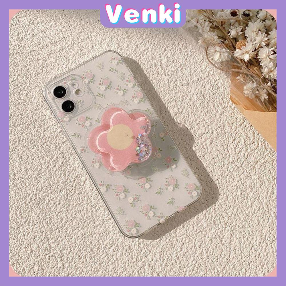 Soft Case Silikon Transparan Motif Bunga Dengan Popsocket Untuk Iphone 13 Pro Max 12 11 P 11