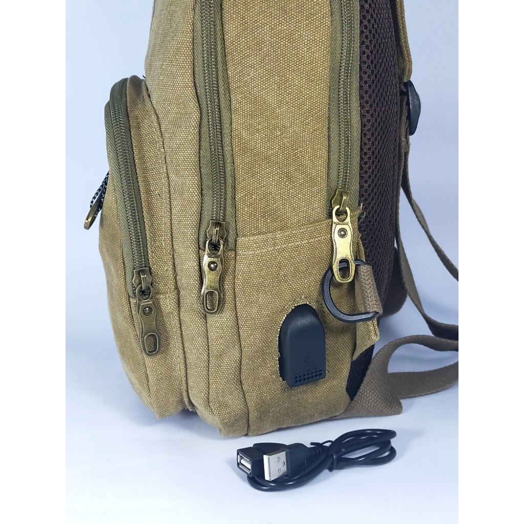 TAS SELEMPANG SLING BAG DADA PRIA USB IMPOR SK6066