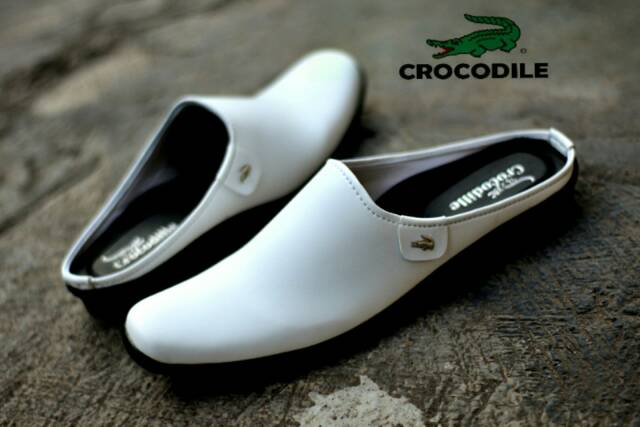 Sandal Bustong Pria | putih / Kulit / TPR | Crocodile