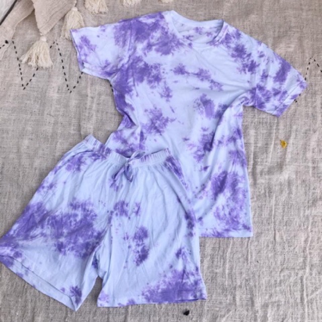 Setelan Kaos  Tie  Dye  Kaos  Celana Pendek Piyama Pajamas 