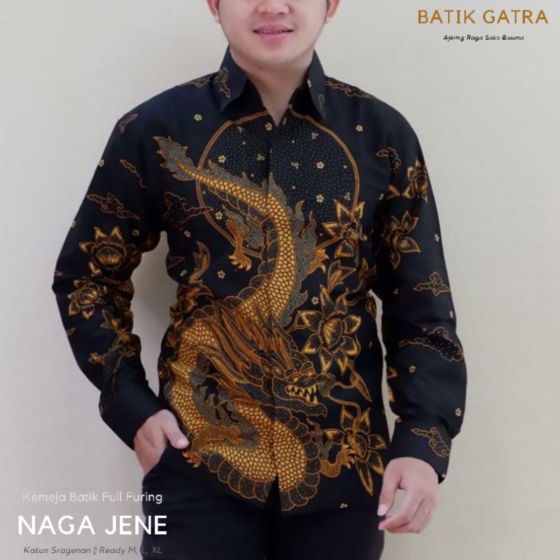 Batik Pria Lengan Panjang Naga Mas Jene Full Furing