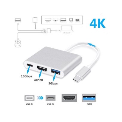 Usb3.1 Type-c thunderbolt to Hdtv usb 3.0 pd converter adapter NB 4k 2k 5Gbps - Konverter Usb-c 3in1 hub