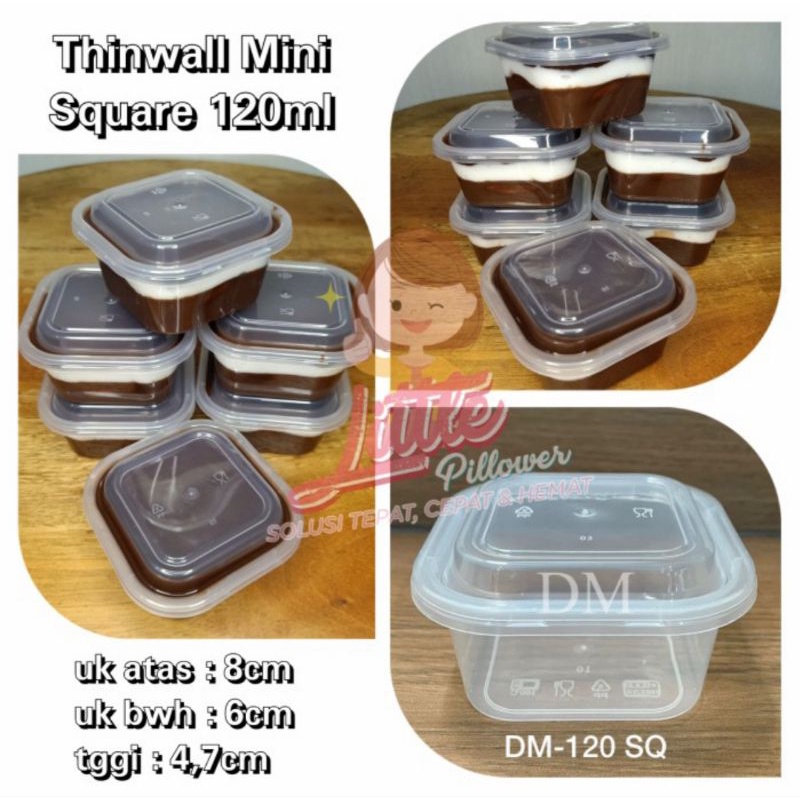 SQ120 - Thinwall Square Mini 120ml - cup dessert - thinwall kotak