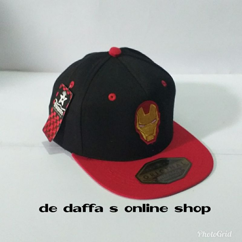 Topi Anak snapback bordir superhero IRON MAN / Topi hip hop anak