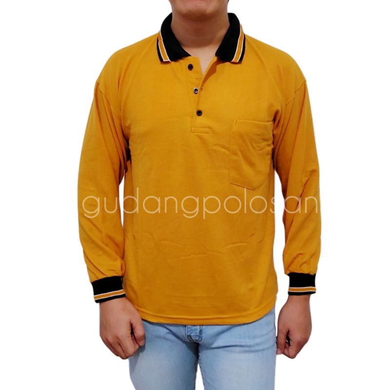 GP Kaos Polo/Polo Shirt/Kaos Kerah Lengan Panjang Kuning BK