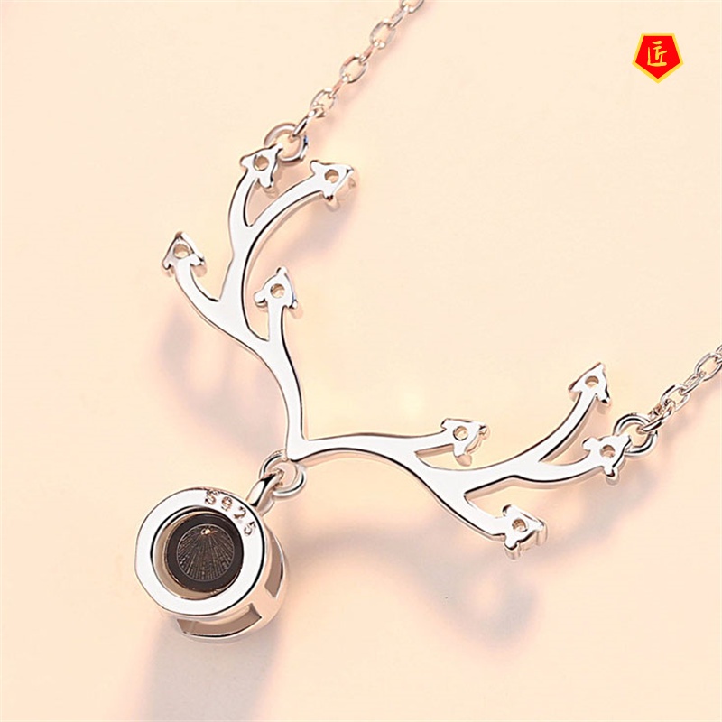 [Ready Stock]Silver Antlers Projection Necklace Special-Interest Design Fashion All-Match