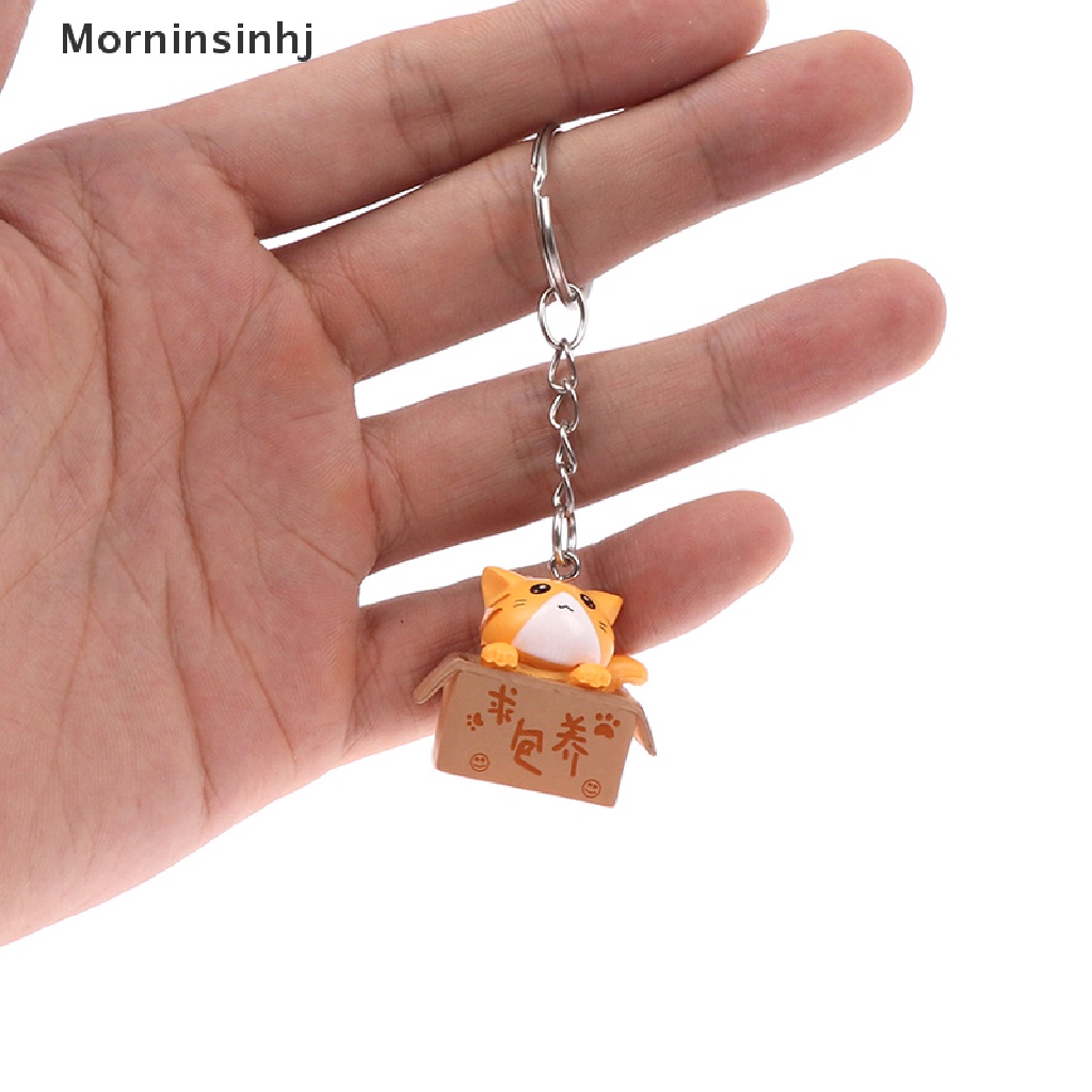 Mornin Gantungan Kunci Kucing Kotak Kecil Yang Lucu Kawaii Kitten Car Keychain Fashion Letter Keyring id