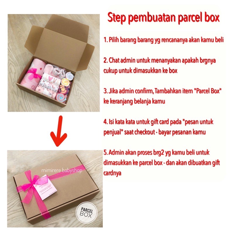 PARCEL BOX - FREE GIFTCARD - Hanya Box dan jasa pembuatan - Make your own parcel Hampersn