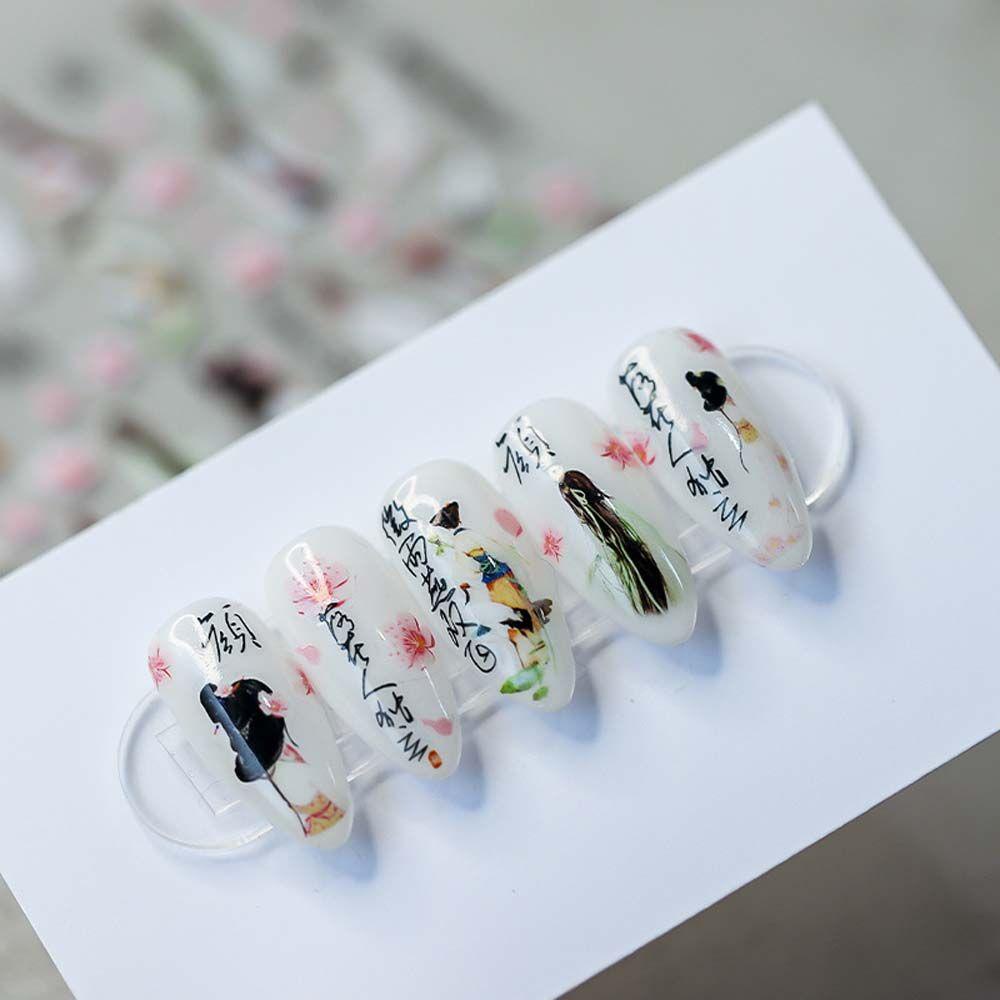 Mxbeauty Stiker Kuku Motif Karakter Cina Antik Untuk Dekorasi Nail Art