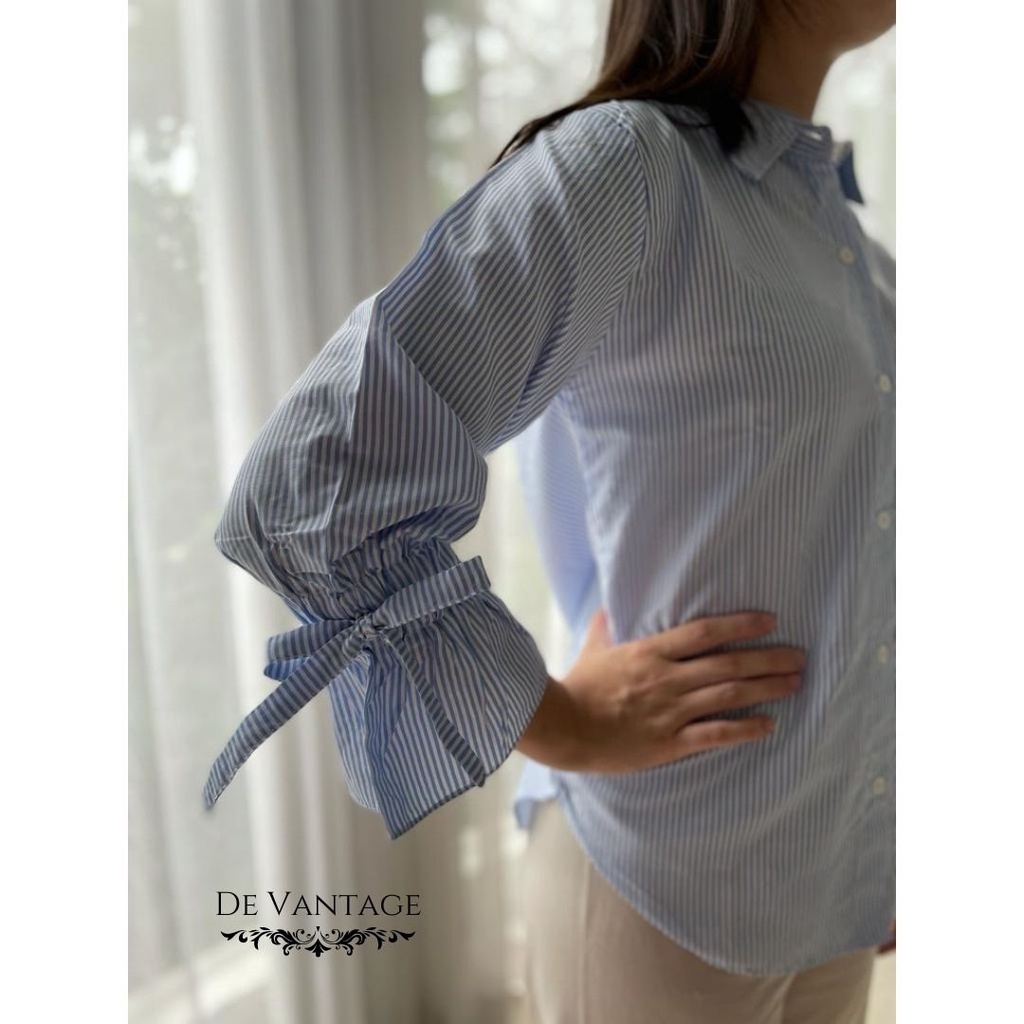 Kemeja Salur Lengan Flare / Striped Flare Sleeve Shirt