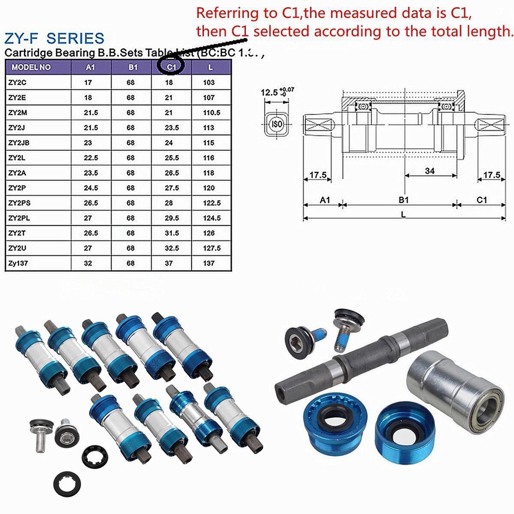 R-FLOWER 68x103-127.5mm Bracket Bawah Tahan Lama Square Taper Jalan Gunung Sepeda Disegel Cartridge