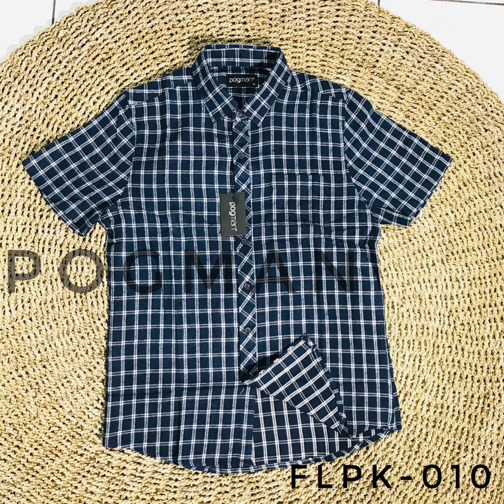 kemeja pria flanel POGMAN lengan pendek bahan premium