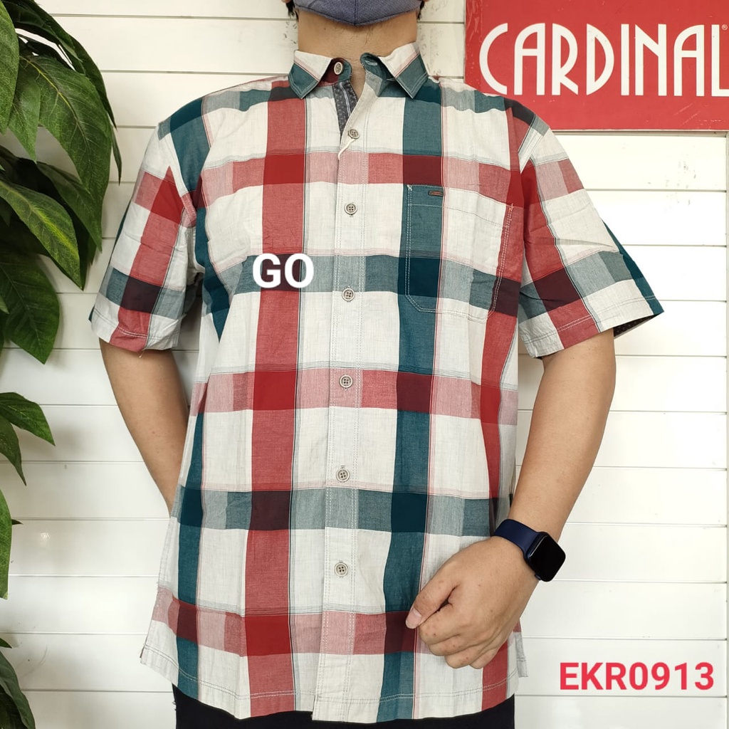 gof CARDINAL KEMEJA REGULAR Hem Pria Baju Cowok Pakaian Pria Lengan Pendek Kemeja Distro Original