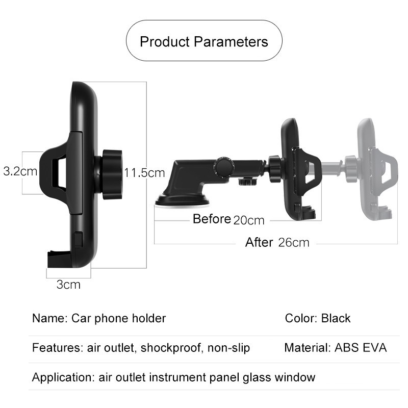 Holder Handphone Bahan Serat Karbon Dengan Suction Cup Untuk Mobil