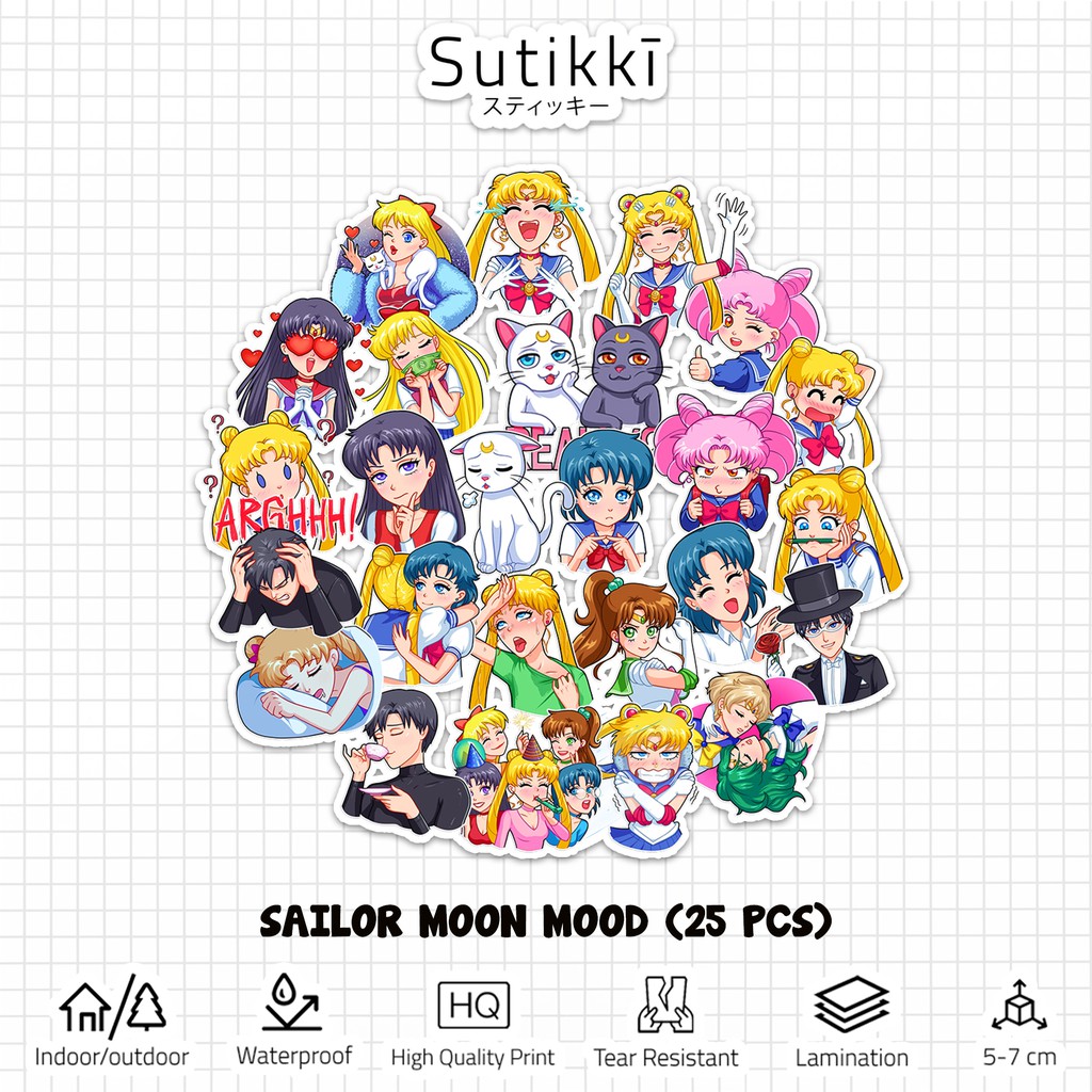 Sutikki | Sticker Pack Sailor Moon SailorMoon Stiker Anime Manga Vinyl Laptop Koper Sepeda Tumbler