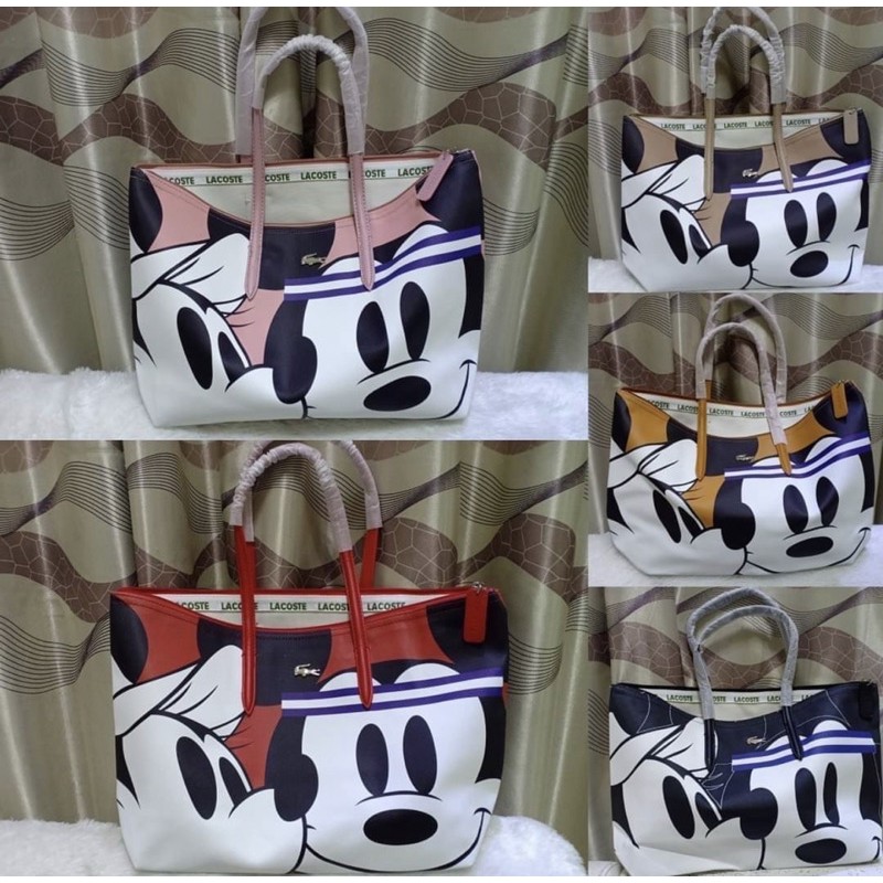 tas import lacoste totebag jolie mickey mouse